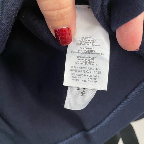 J. Crew • Navy Blue Tie Bell Shaped Long Sleeve Knit Blouse Top - Picture 9 of 16